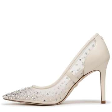 Sam Edelman Women's Hazel Mesh Pump Modern Ivory Glitz 6 Medium