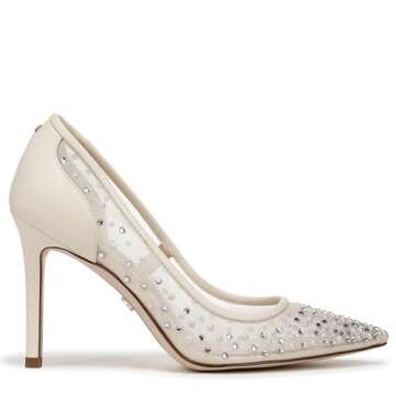 Sam Edelman Women's Hazel Mesh Pump Modern Ivory Glitz 6 Medium