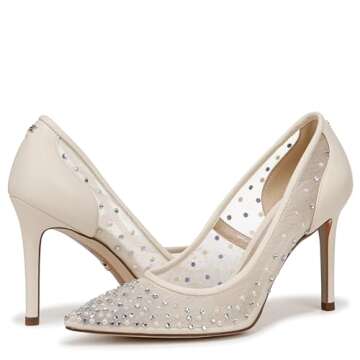 Sam Edelman Women's Hazel Mesh Pump Modern Ivory Glitz 6 Medium