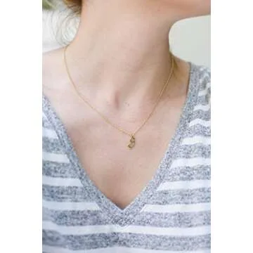 Lucky Feather New Jersey Shaped State Necklace, 14K Gold-Dipped Pendant on Adjustable 16”-18” Chain