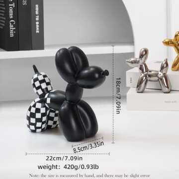 Notakia Black and White Checkered Racing Car Pattern Balloon Dog Statue Crafts Living Room Desktop Decorations,Handmade Modern Small Shelf Decor Animal Statue Ornament Home Decor Accents