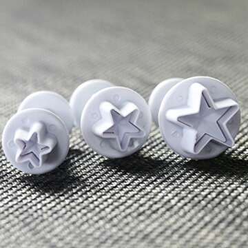 Star Small Fondant Plunger Cutter Set Cake Cookies Decorating Tool Mold-Tiny 3 Pieces（Mini）