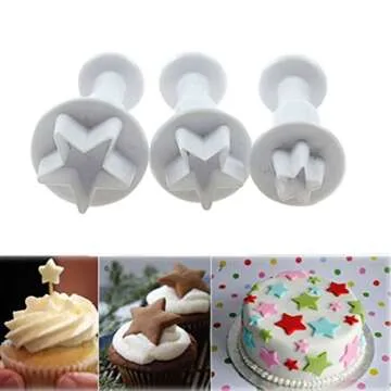 Star Small Fondant Plunger Cutter Set Cake Cookies Decorating Tool Mold-Tiny 3 Pieces（Mini）