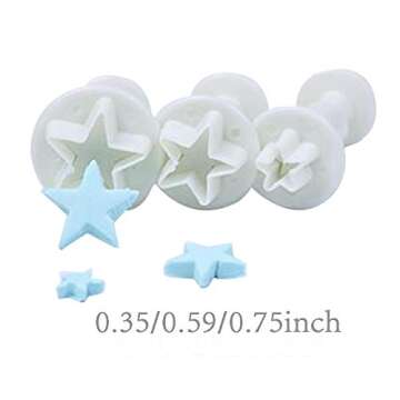 Star Small Fondant Plunger Cutter Set Cake Cookies Decorating Tool Mold-Tiny 3 Pieces（Mini）