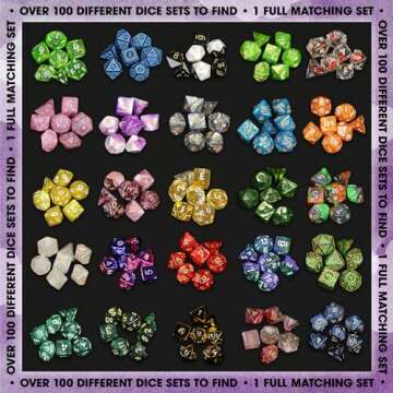 1985 Games Premium Mystery Dice, Set of 7 Polyhedral Dice, Wide Range of Patterns, Gaming Dice, Suitable for Role Playing, Table Games (Premium Mystery Pack of 6)