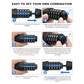 NDakter Heavy Duty 5 Digit Bike Chain Lock for Ultimate Security