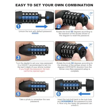 NDakter Heavy Duty 5 Digit Bike Chain Lock for Ultimate Security