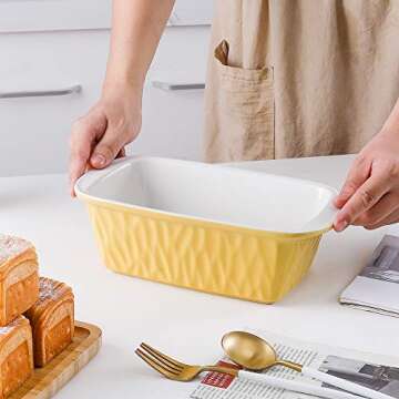 KOOV 9x5 Ceramic Loaf Pan for Baking & Kitchen Use