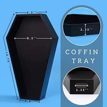Wood Coffin Tray -Spooky Gothic Home Decor-Black Wooden Coffin Shaped Craft Serving Box-Halloween Cr...