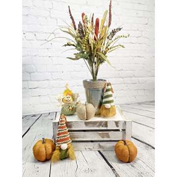 Admired By Nature 14 Stems Artificial Flowers Cattail Wheat Fall Mixed Bush Decorative Flower Arrangements Floral Cattails Plant Artificial for Wedding Home Office Cemetery Flowers for Grave, 1. Rust