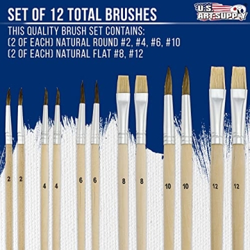 U.S. Art Supply 12-Piece Artist Brush Set with Palette