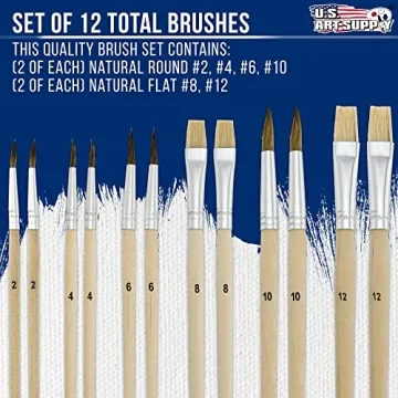 U.S. Art Supply 12-Piece Artist Brush Set with Palette
