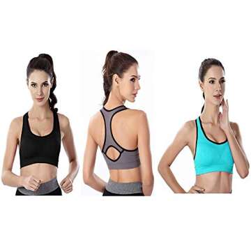 Barfen Women Racerback Sports Bras Padded Seamless High Impact Workout Yoga Gym Activewear Fitness B...