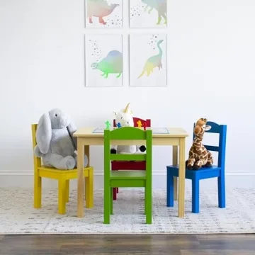 Humble Crew Kids Wood Table & 4 Chair Set - Durable & Fun
