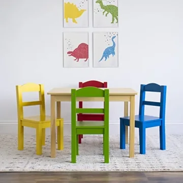 Humble Crew Kids Wood Table & 4 Chair Set - Durable & Fun