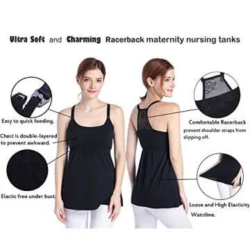 SUIEK Women's Nursing Tank Cami for Pregnancy and Sleep