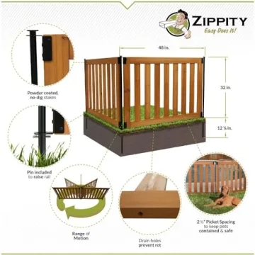 Zippity Decorative No Dig Wood Fence Kit for Outdoor Use