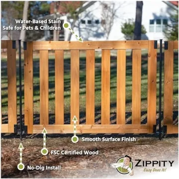 Zippity Decorative No Dig Wood Fence Kit for Outdoor Use