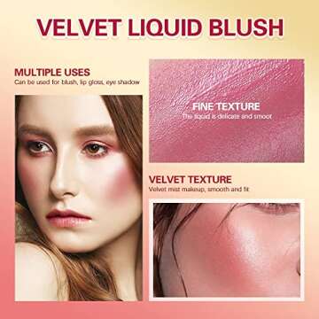 Eliversion Velvet Liquid Blush, Full Coverage, Red, 0.25 Ounce, Palette, Facial Makeup