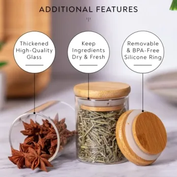 Laramaid 2.5oz Glass Jars Set with Bamboo Lids and Labels