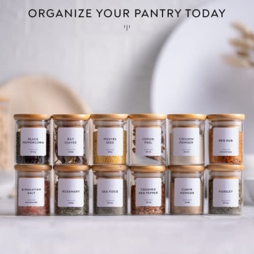 Laramaid 2.5oz Glass Jars Set with Bamboo Lids and Labels