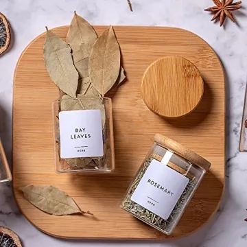 Laramaid 2.5oz Glass Jars Set with Bamboo Lids and Labels