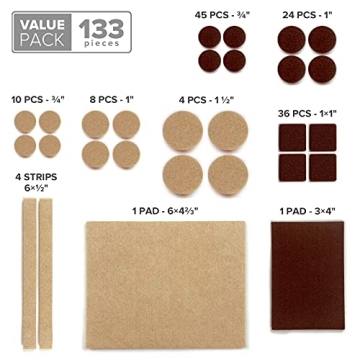 Felt Furniture Pads by X-PROTECTOR 133 PCS - Protect Floors!