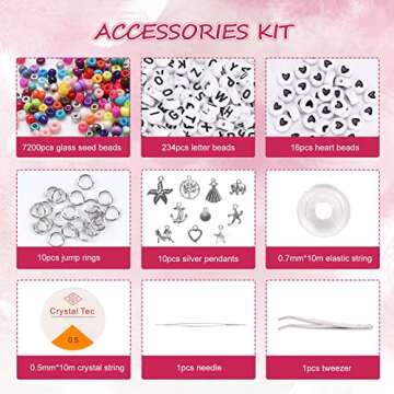 UOONY Jewelry Making Bead Kit with 7200 Colorful Glass Beads