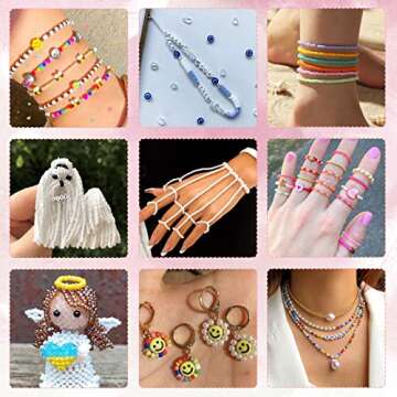 UOONY Jewelry Making Bead Kit with 7200 Colorful Glass Beads