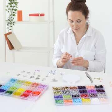 UOONY Jewelry Making Bead Kit with 7200 Colorful Glass Beads