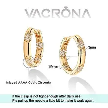 VACRONA Huggie Hoop Earrings - 14k Gold Plated Stylish Jewelry
