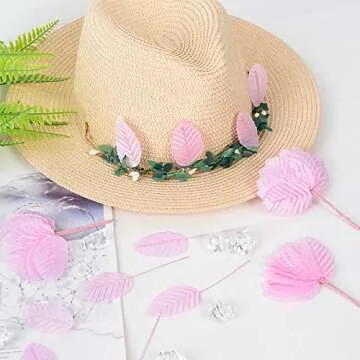 HOKPA 200Pcs Artificial Silk Rose Leaves, Fake Faux Wired Single Leaf for DIY Crafts Floral Arrangements Home Kitchen Wedding Garland Party Decorations (Pink)