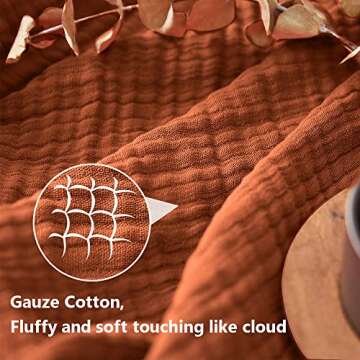 Simple&Opulence Cotton Muslin Throw Blanket for Bed, Couch, Knit Woven Gauze Blanket with Tassels, Soft Lightweight Cozy Pre-Washed Breathable Farmhouse Decoration for All-Season (Rust Orange)