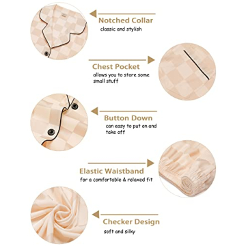 SWOMOG Women's Silk Pajama Set Comfortable Satin Sleepwear