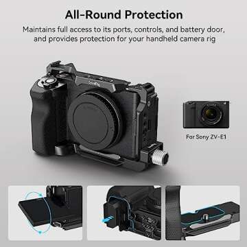 SMALLRIG ZV-E1 Cage Kit with Silicone Grip and Cable Clamp for HDMI, Full Camera Cage Kit for Sony ZV-E1, Built-in Quick Release Plate for Arca-Type, Cold Shoe Mounts