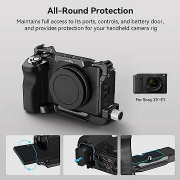 SMALLRIG ZV-E1 Cage Kit with Silicone Grip and Cable Clamp for HDMI, Full Camera Cage Kit for Sony ZV-E1, Built-in Quick Release Plate for Arca-Type, Cold Shoe Mounts