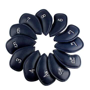 Craftsman Golf 12pcs Thick Synthetic Leather Golf Iron Head Covers Set Headcover Fit All Brands Call...