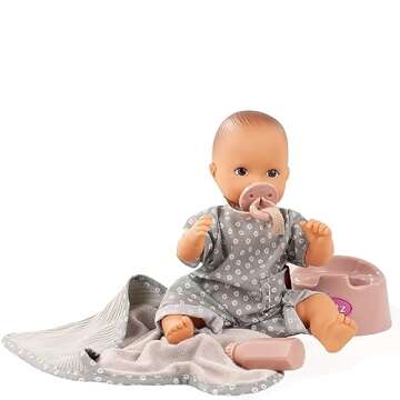 Gotz Aquini 13" Avacado Girl Drink & Wet Bath Baby Doll with Pacifier, Towel and Potty