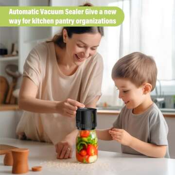 Electric Vacuum Sealer for Mason Jar - Jelife Vacuum Sealing Machine Kit for Wide Mouth & Regular Mouth Canning Jars with 10 Lids, 2000mAh Vacuum Sealer Food Saver Storage, Black