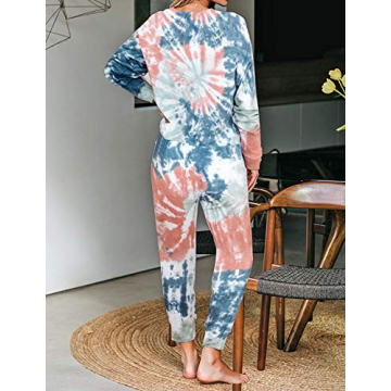 LookbookStore Cozy Floral Tie Dye Pajama Set for Women