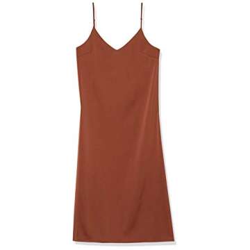 The Drop Women's Ana Silky V-Neck Midi Slip Dress, Tortoise Shell, M