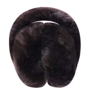 Harssidanzar Real Fur Winter Earmuffs for Men Women, Genuine Fur Earmuff, Sheepskin Ear muffs,Foldab...