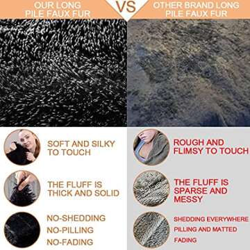 YUSOKI Black Faux Fur Throw Blanket,2 Layers,50" x 60", Soft Fuzzy Fluffy Plush Furry Comfy Warm Coz...