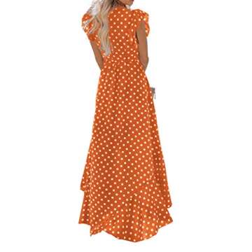 GRECERELLE Women's Summer Floral Print Cross V Neck Dress Bohemian Flowy Long Maxi Dress PD-Orange-S...