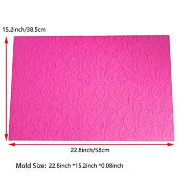 Xidmold 23 x15in Silicone Imprint Mat Baking Mold, Flower Cake Embosser Lace Mat Fondant Impression ...