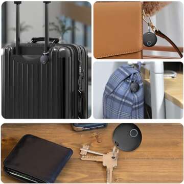 YAOTE Air Tracker Tags 4 Pack Luggage Tracker Works with Find My (iOS only), Key Tracker, Wallet, Suitcase,Bicycle and More, Replaceable Battery, IP67 Waterproof
