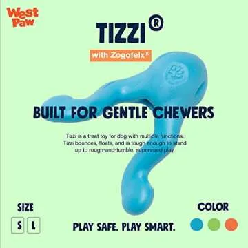 WEST PAW Zogoflex Tizzi Treat Dispensing Dog Toy – Interactive Play Toy for Dogs, Puppies – Floa...