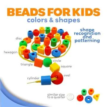 Skoolzy Lacing Beads 30 Pcs for Montessori Toys for 3 Year Old and Toddler Crafts Ages 2-4 with Beads for Kids Learning and Travel Activities Fine Motor Skills Toys