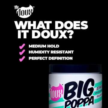 The Doux Big Poppa Defining Gel, Curling Gel to Fight Frizz and Humidity, Curl-Defining Hair Products, Suitable for All Curl Types