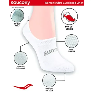 Saucony No Show Cushioned Invisible Liner Socks